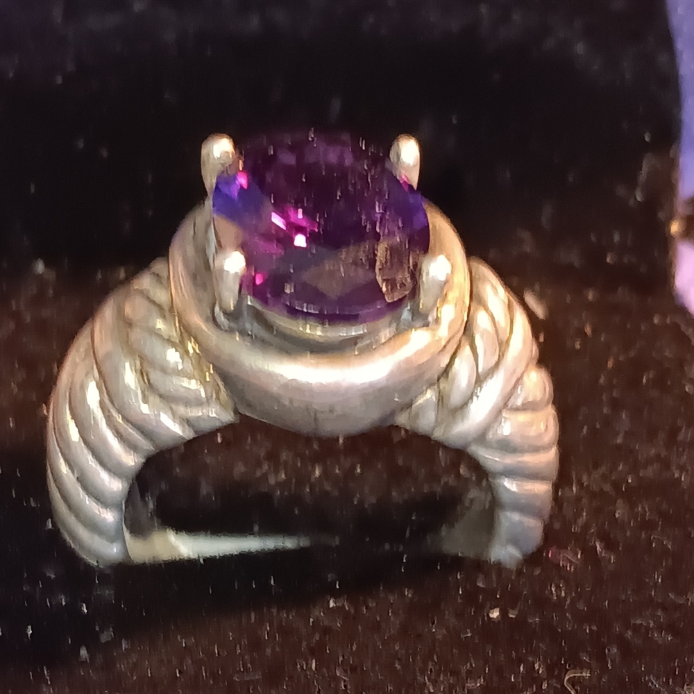 Vintage sterling and African amethyst ring